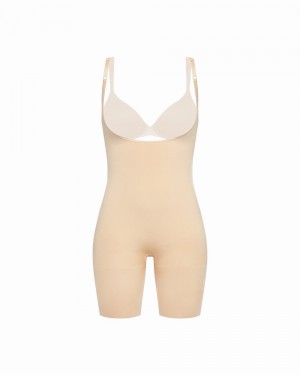 Body Spanx Power Open-Bust Mid-Thigh Femme Beige France | EUKN69342