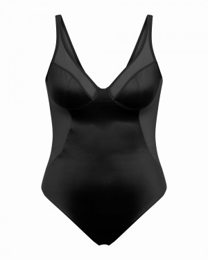 Body Spanx Shaping Satin Mesh Lanières Femme Noir France | PBHA61748