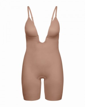 Body Spanx Suit Your Fancy Plunge Low-Back Mid-Thigh Femme Cafe Au Lait France | FBIS94073