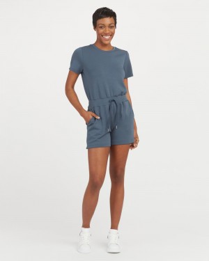 Combinaison Spanx AirEssentials Corta Sleeve Romper Femme Bleu France | HMET92036