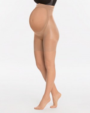 Culotte Gainante Spanx Mama Mid-Thigh Shaping Sheers Femme Beige France | DYUM86341