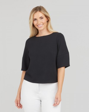 Hauts Spanx AirEssentials Puff Sleeve ‘At-the-Hip’ Femme Noir France | VDNO74310