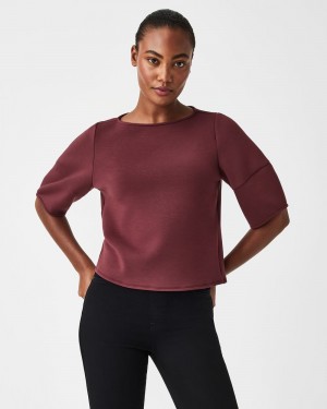 Hauts Spanx AirEssentials Puff Sleeve ‘At-the-Hip’ Femme Marron France | TNMK74823