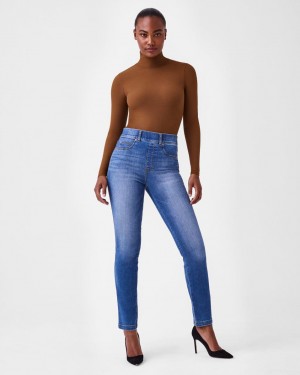 Jean Spanx Droit Leg Femme Indigo France | FGYO16354