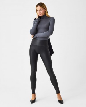 Leggings Spanx Faux Cuir Femme Noir France | NZJO27895