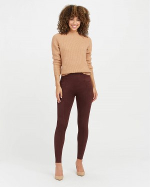 Leggings Spanx Faux Daim Femme Bordeaux France | FZGJ62754