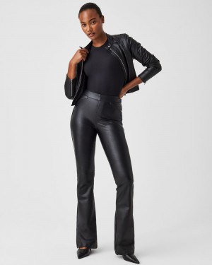 Pantalon Spanx Cuir-Like Flare Femme Noir France | SVRQ83024