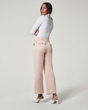 Pantalon Spanx Stretch Twill Cropped Larges Leg Femme Rose France | HAOD42308