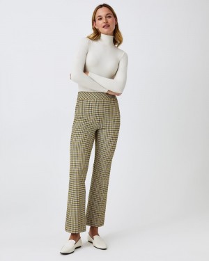 Pantalon Spanx The Perfect Pant, Kick Flare in Orange Pop Plaid Jacquard Femme Dijon Houndstooth France | EAKY42607