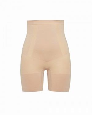 Short Spanx OnCore High-Waisted Mid-Thigh Femme Beige France | ZJMQ82167