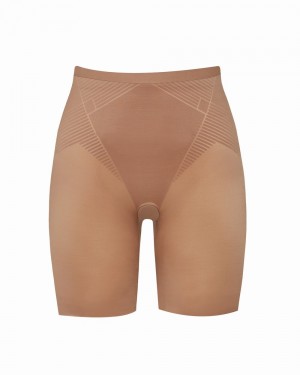 Short Spanx Thinstincts® 2.0 Mid-Thigh Femme Cafe Au Lait France | HQMP12367