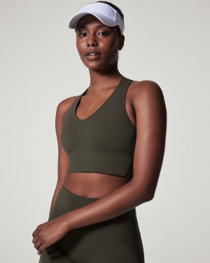 Soutien Gorge Sport Spanx Longline Medium Impact Femme Vert Olive France | BWEH08465