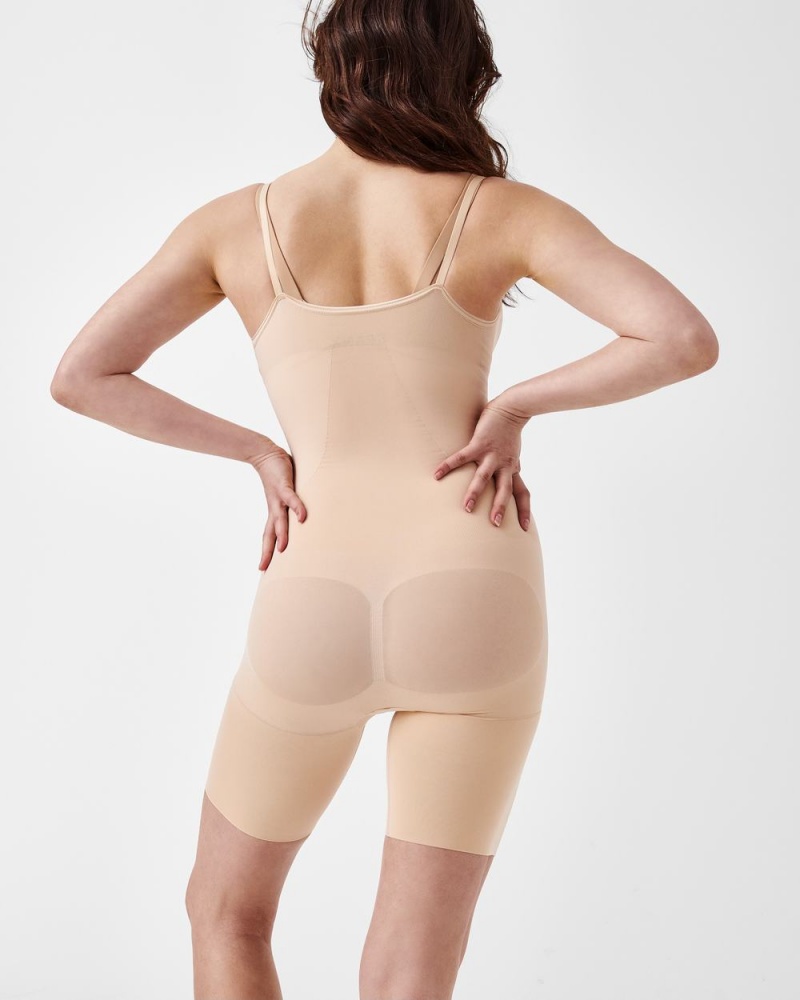 Body Spanx Power Open-Bust Mid-Thigh Femme Beige France | EUKN69342