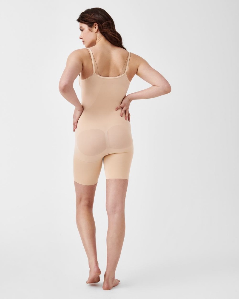 Body Spanx Power Open-Bust Mid-Thigh Femme Beige France | EUKN69342