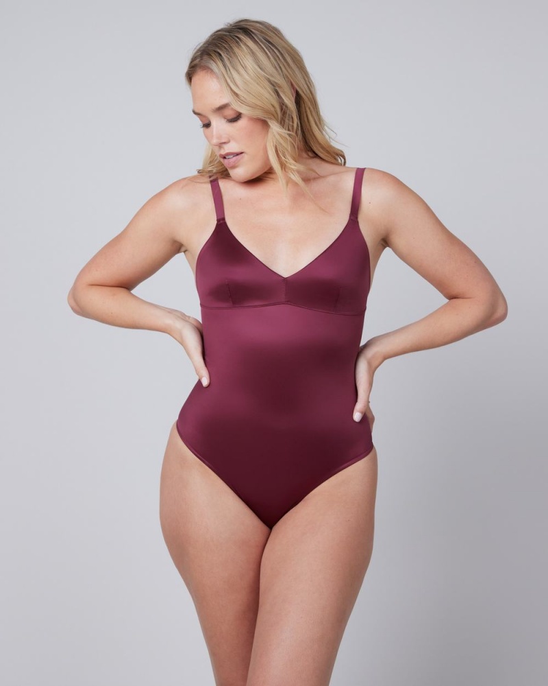 Body Spanx Shaping Satin Lanières Femme Bordeaux France | EKMX70631