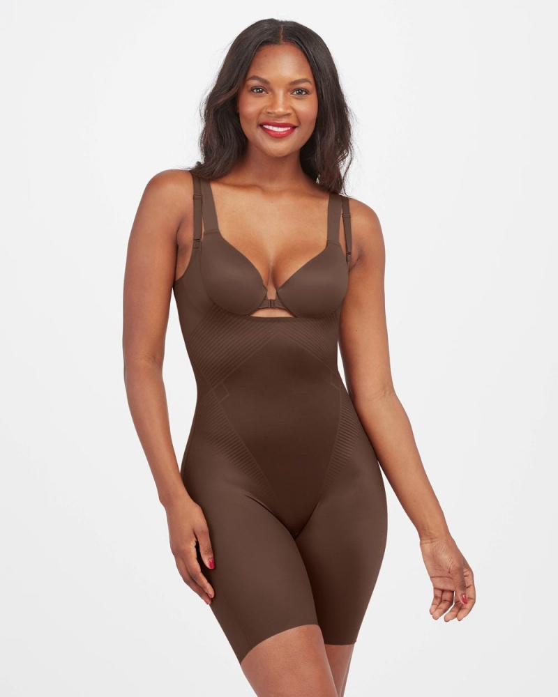 Body Spanx Thinstincts® 2.0 Open-Bust Mid-Thigh Femme Marron France | DXYZ53618