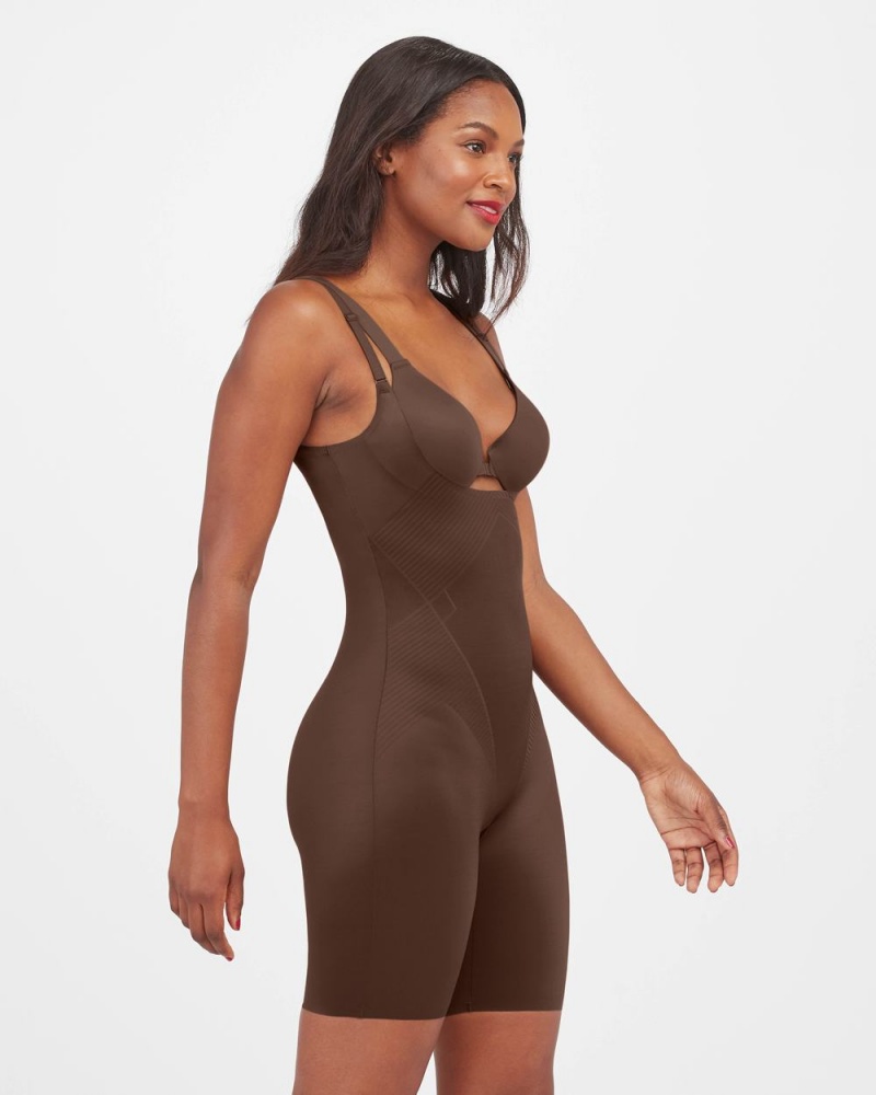 Body Spanx Thinstincts® 2.0 Open-Bust Mid-Thigh Femme Marron France | DXYZ53618