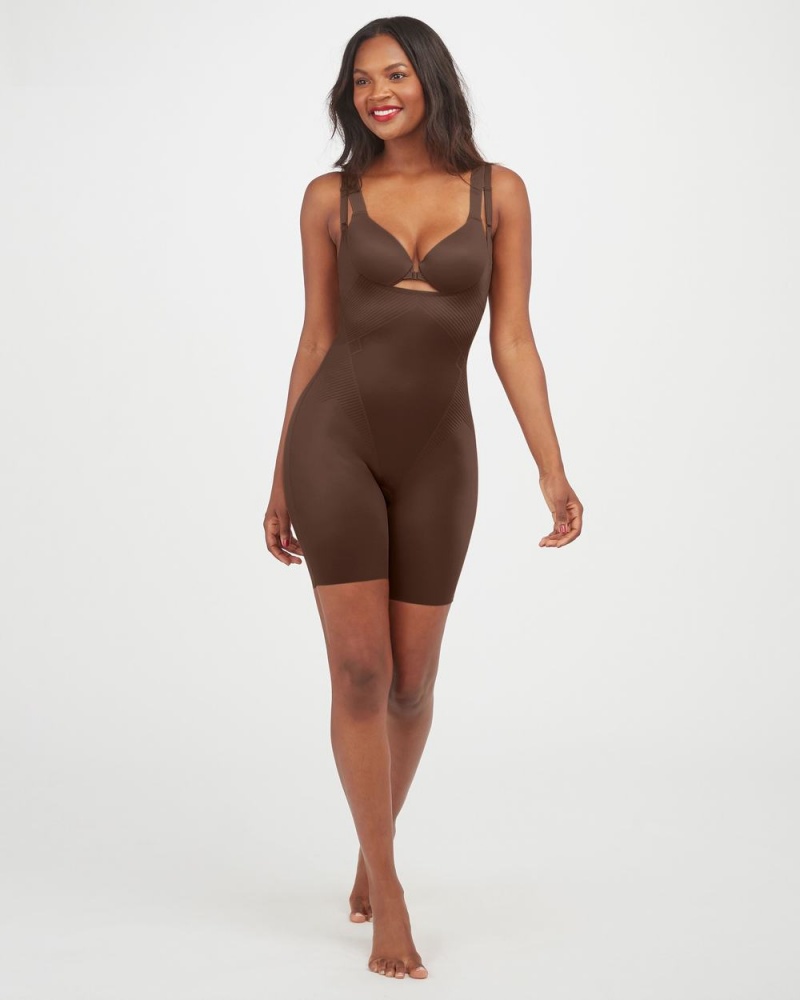 Body Spanx Thinstincts® 2.0 Open-Bust Mid-Thigh Femme Marron France | DXYZ53618