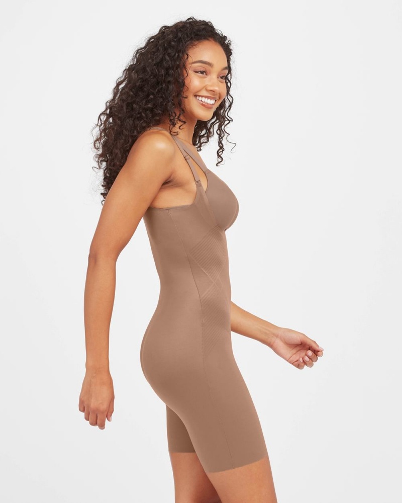 Body Spanx Thinstincts® 2.0 Open-Bust Mid-Thigh Femme Cafe Au Lait France | ELBU25934