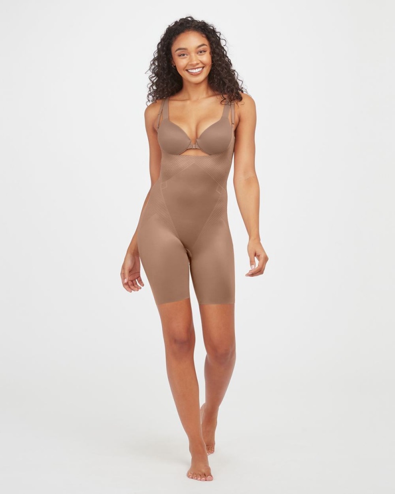 Body Spanx Thinstincts® 2.0 Open-Bust Mid-Thigh Femme Cafe Au Lait France | ELBU25934