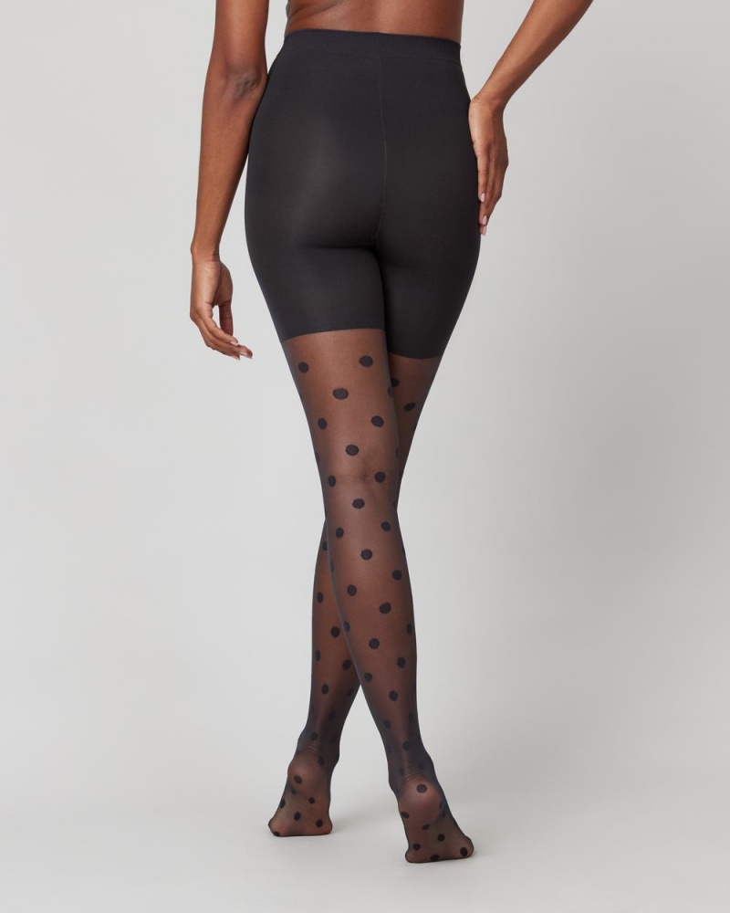 Collants Spanx Tight-End Tights®, Sheer Polka Dot Femme Noir France | DTWK60784