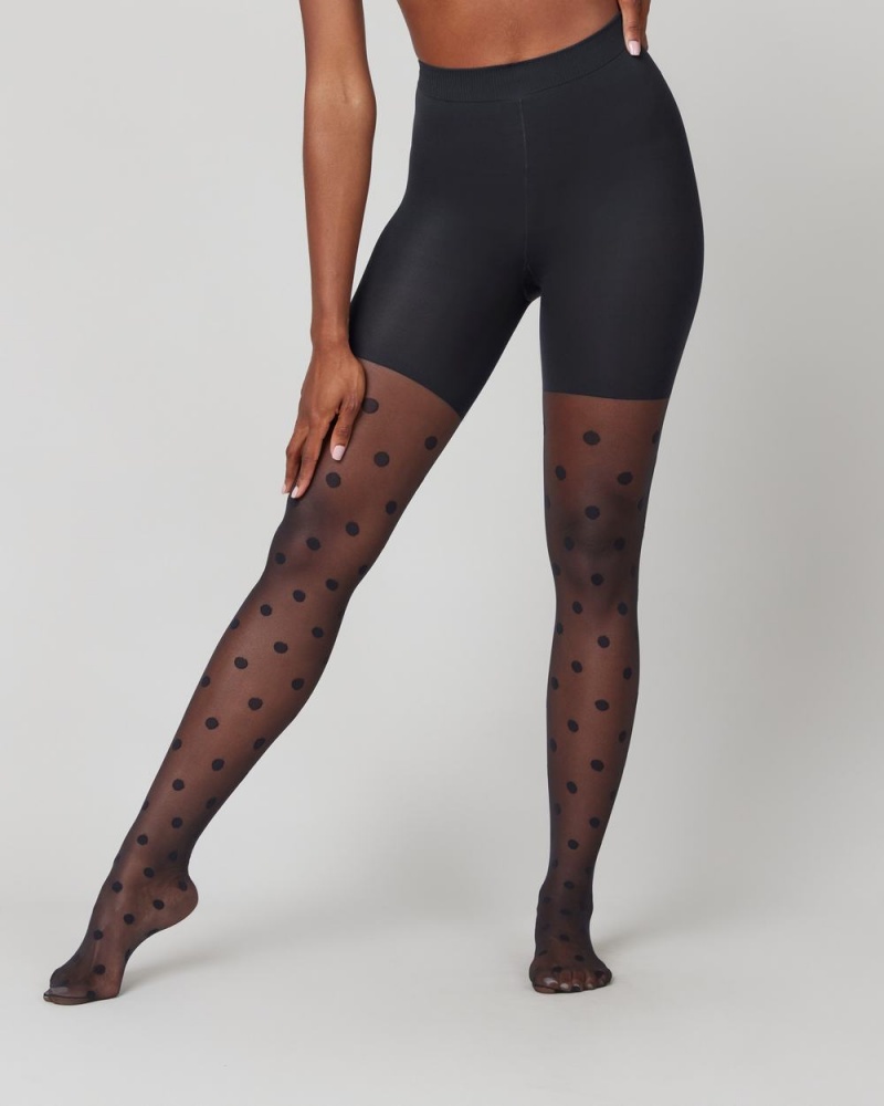 Collants Spanx Tight-End Tights®, Sheer Polka Dot Femme Noir France | DTWK60784