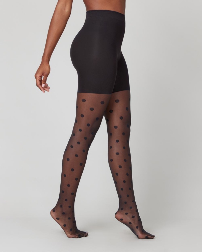 Collants Spanx Tight-End Tights®, Sheer Polka Dot Femme Noir France | DTWK60784