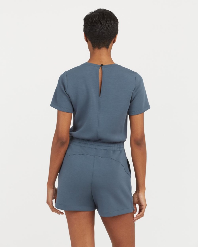 Combinaison Spanx AirEssentials Corta Sleeve Romper Femme Bleu France | HMET92036