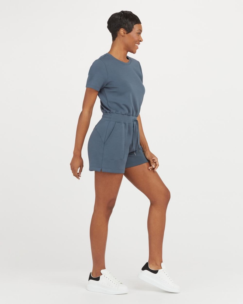 Combinaison Spanx AirEssentials Corta Sleeve Romper Femme Bleu France | HMET92036