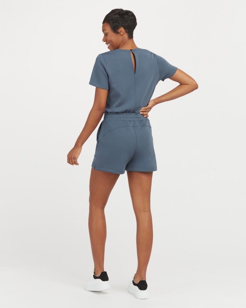 Combinaison Spanx AirEssentials Corta Sleeve Romper Femme Bleu France | HMET92036