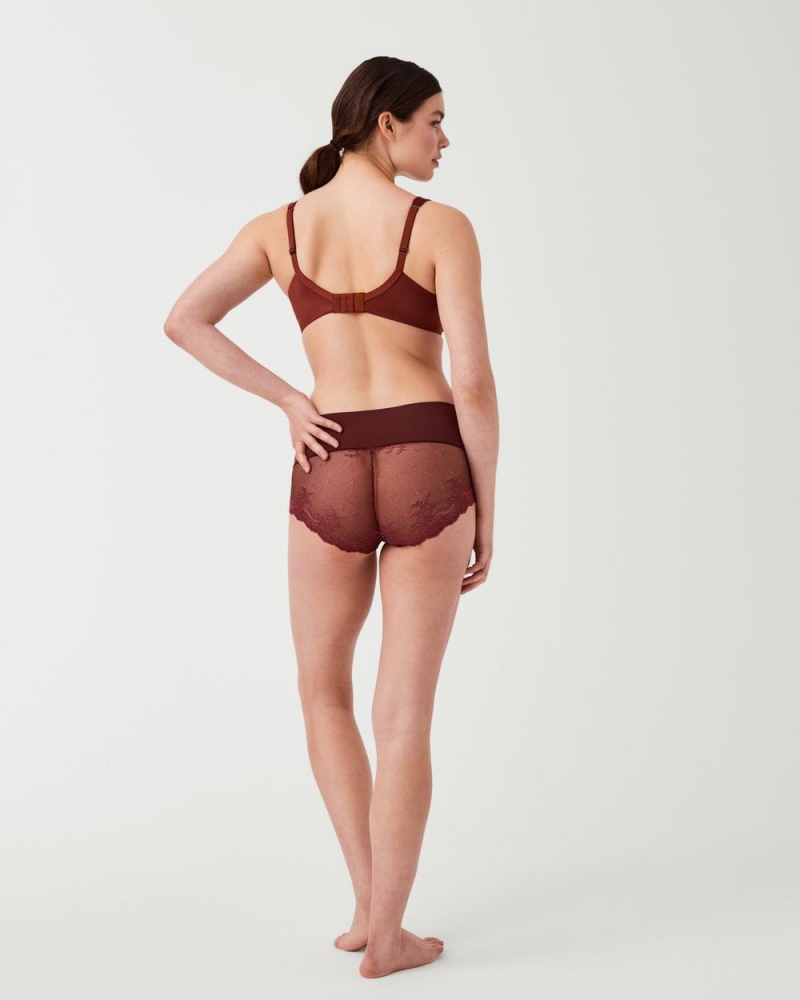 Culotte Spanx Undie-tectable® Dentelle Hi-Hipster Femme Marron Rose France | JZPF34920