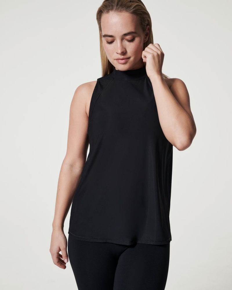 Debardeur Spanx Go Lightly Nervuré Mock Neck Femme Noir France | DITS02791