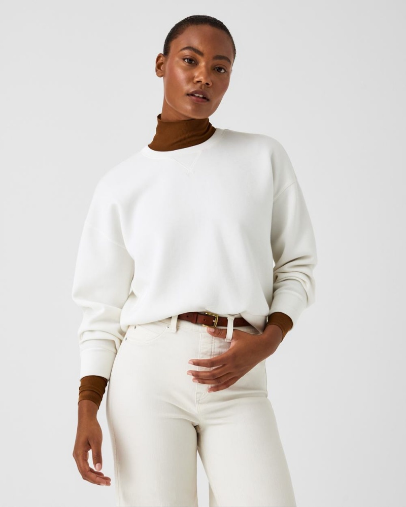 Hauts Spanx AirEssentials Crew Femme Blanche France | LRNB18204