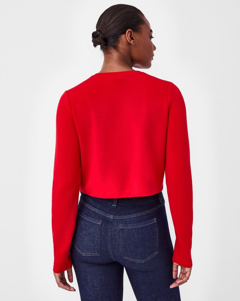 Hauts Spanx AirEssentials Cropped Long Sleeve Femme Rouge France | VTWO85703