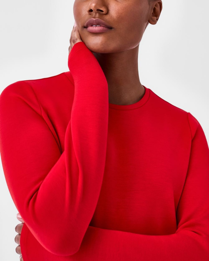 Hauts Spanx AirEssentials Cropped Long Sleeve Femme Rouge France | VTWO85703