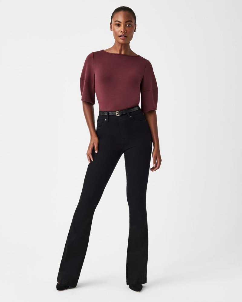 Hauts Spanx AirEssentials Puff Sleeve ‘At-the-Hip’ Femme Marron France | TNMK74823