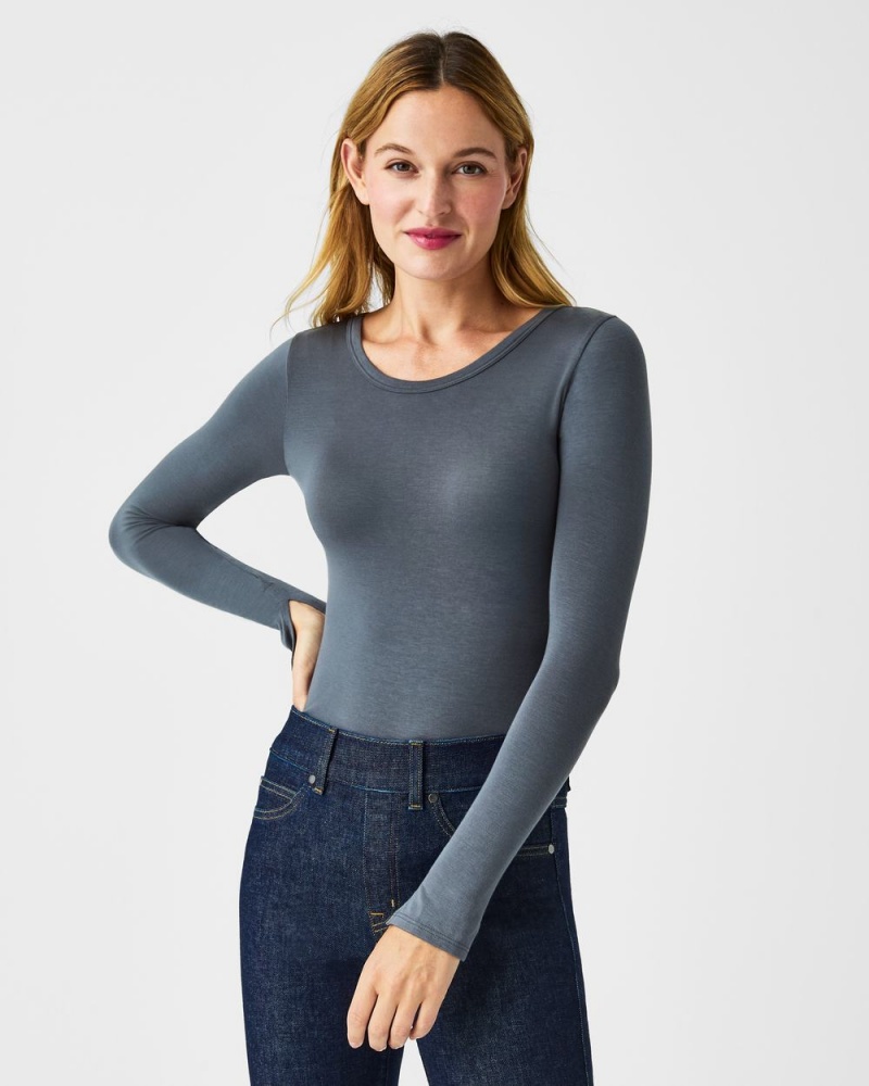 Hauts Spanx Better Base Long Sleeve Crew Femme Grise France | UPQA41208