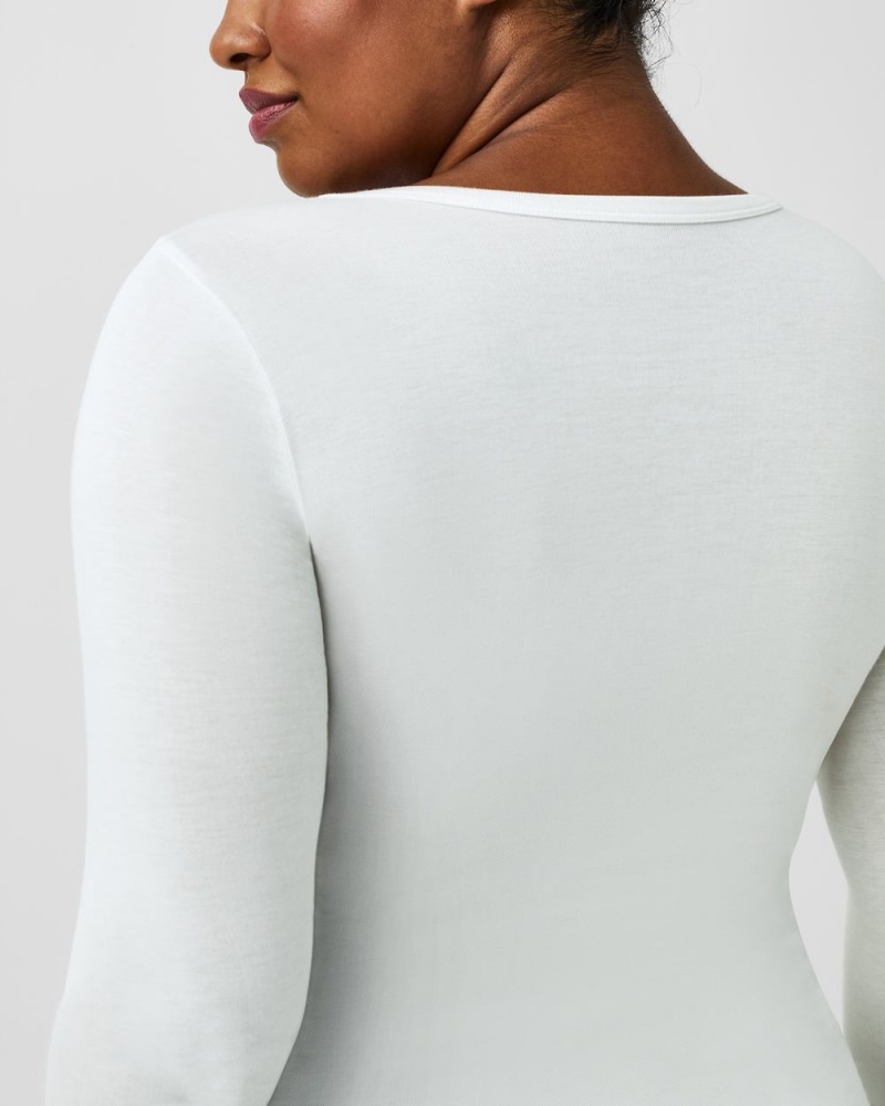 Hauts Spanx Better Base Long Sleeve Crew Femme Blanche France | MPVY78243