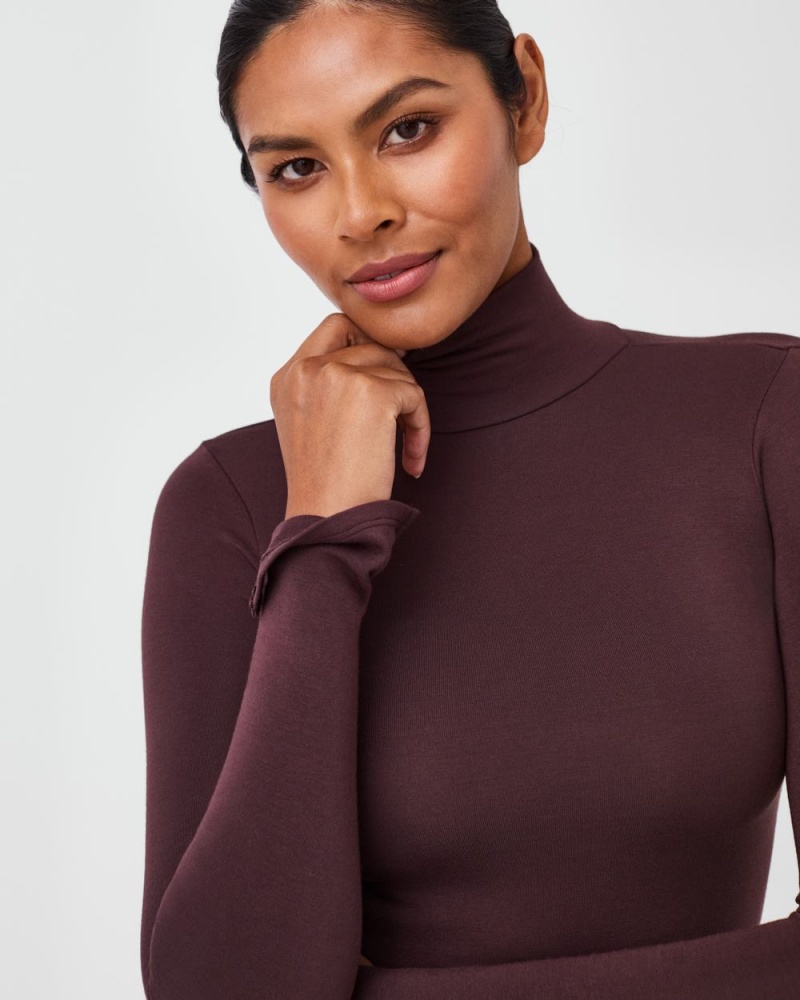 Hauts Spanx Better Base Long Sleeve Turtleneck Femme Rose Chocolat France | RIYQ67812