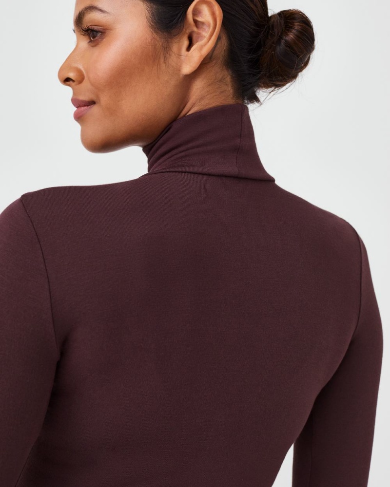 Hauts Spanx Better Base Long Sleeve Turtleneck Femme Rose Chocolat France | RIYQ67812