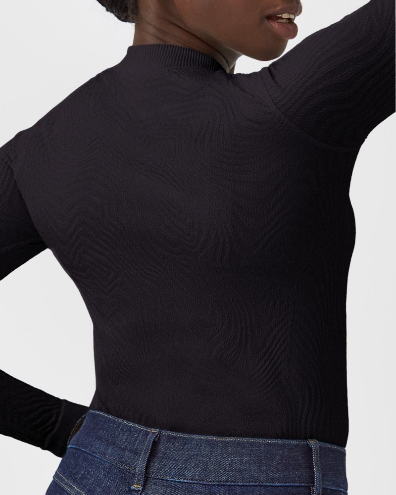 Hauts Spanx Seamless Swirl Long Sleeve Shirt Femme Noir France | LQDY37291