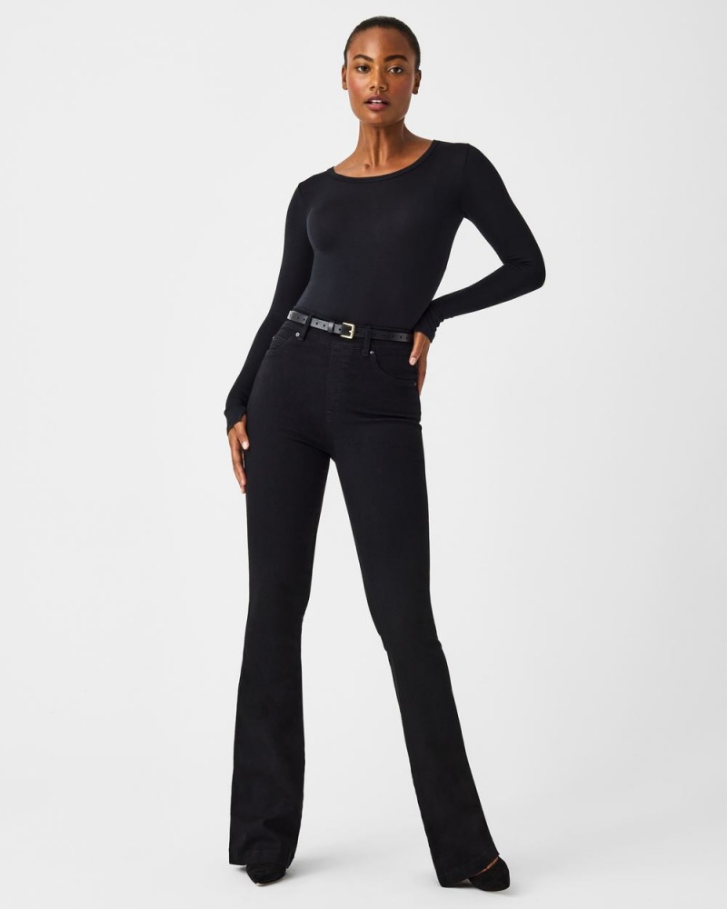 Jean Spanx Flare Femme Noir France | DYNL86213