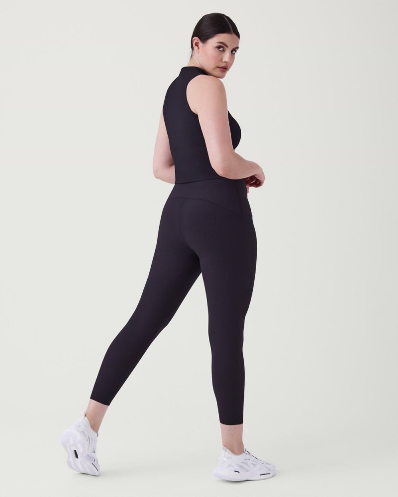 Leggings Spanx Booty Boost® Active Contour Rib 7/8 Femme Noir France | HMAL74381