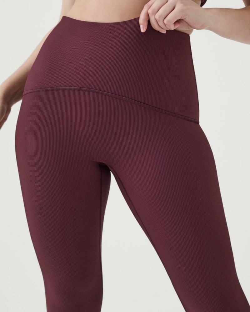 Leggings Spanx Booty Boost® Active Contour Rib 7/8 Femme Bordeaux France | DKHL09724