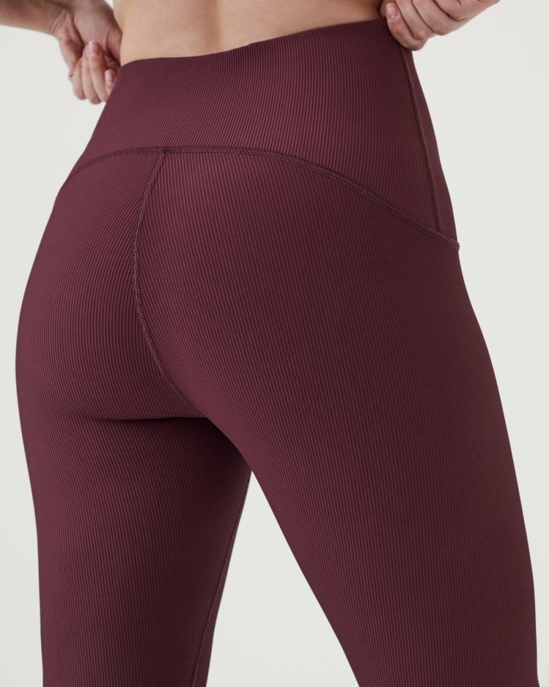 Leggings Spanx Booty Boost® Active Contour Rib 7/8 Femme Bordeaux France | DKHL09724