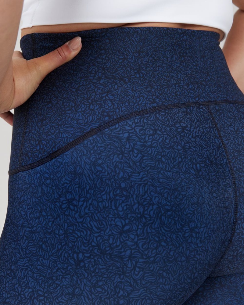 Leggings Spanx Booty Boost® Active Floral Squiggle 7/8 Femme Bleu Marine France | YXRQ15386