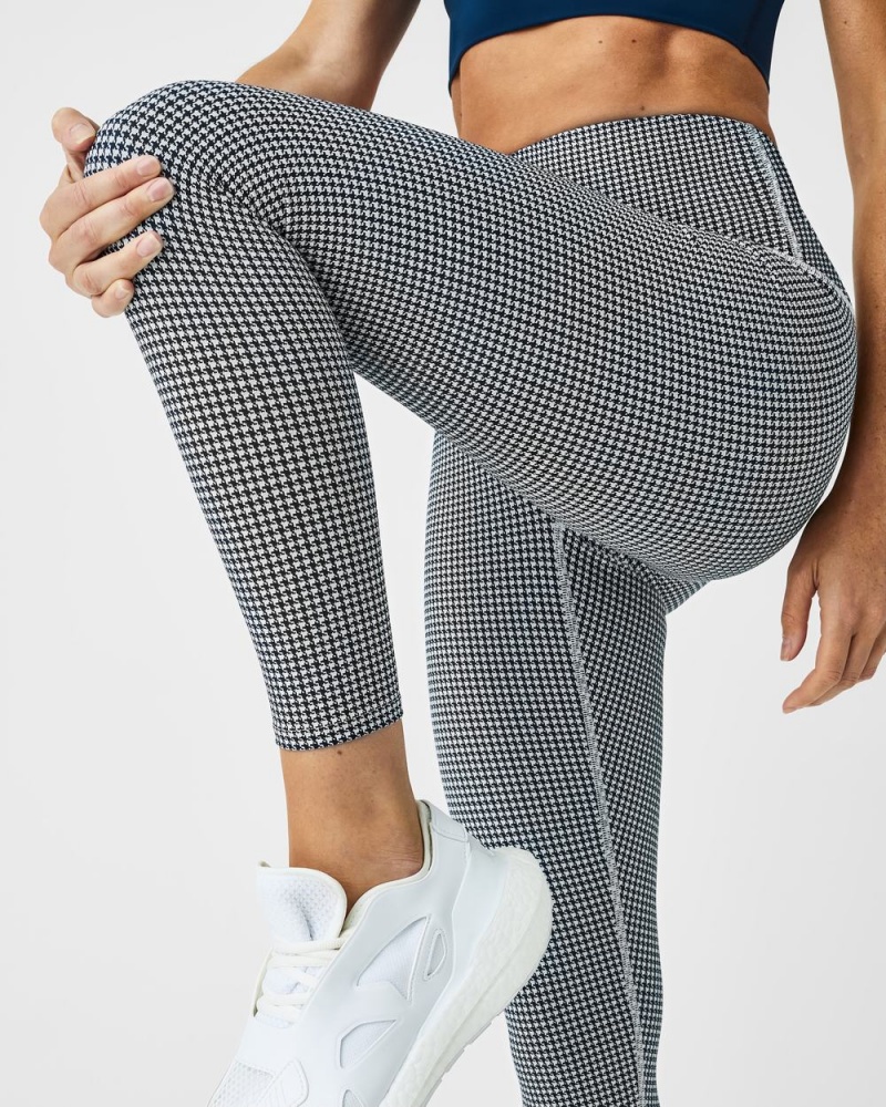 Leggings Spanx Booty Boost® Active Houndstooth 7/8 Femme Houndstooth Offwhite France | ZYXI43186