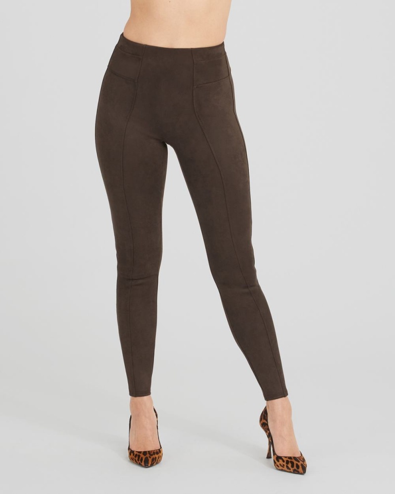 Leggings Spanx Faux Daim Femme Chocolat Marron France | NTXF94637