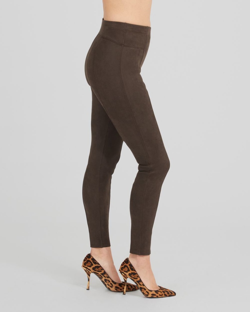 Leggings Spanx Faux Daim Femme Chocolat Marron France | NTXF94637