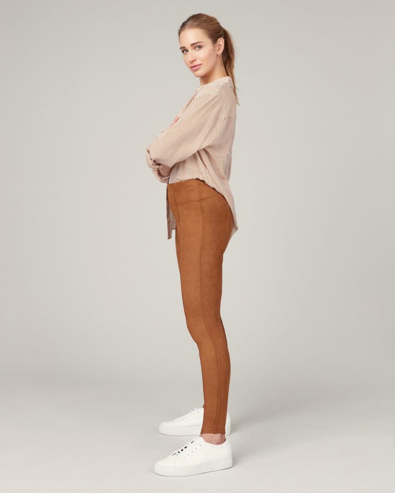 Leggings Spanx Faux Daim Femme Marron France | XFVW89063